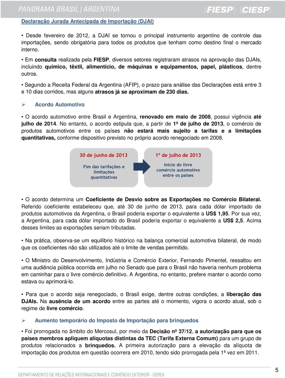 Em consulta realizada pela FIESP, diversos setores registraram atrasos na aprovação das DJAIs, incluindo químico, têxtil, alimentício, de máquinas e equipamentos, papel, plásticos, dentre outros.