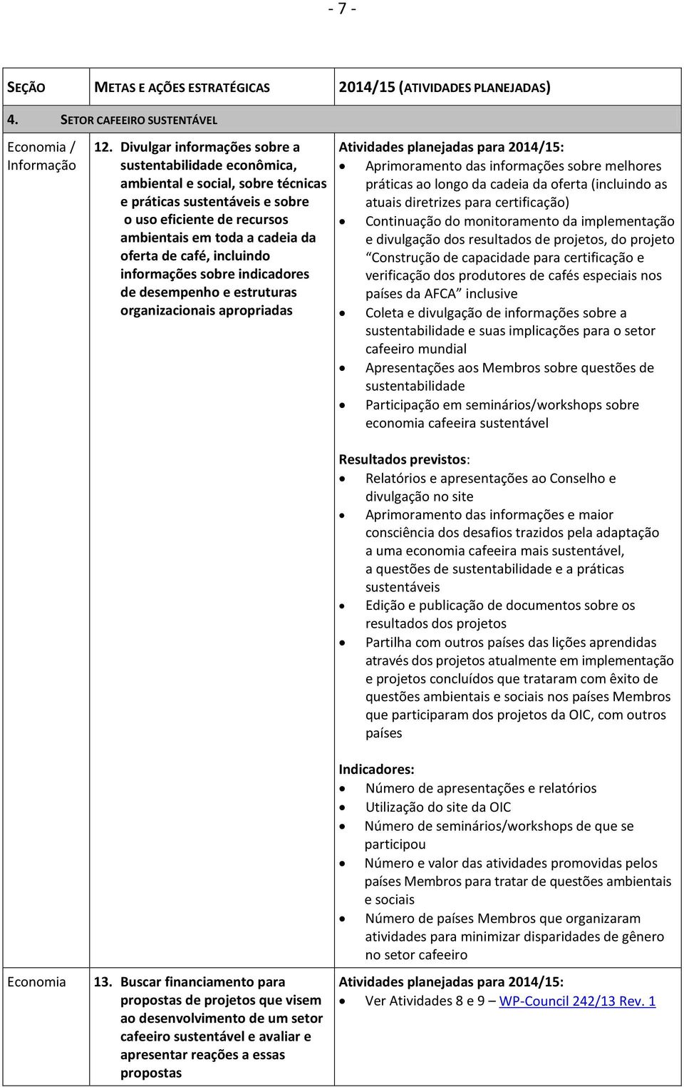 incluindo informações sobre indicadores de desempenho e estruturas organizacionais apropriadas 13.