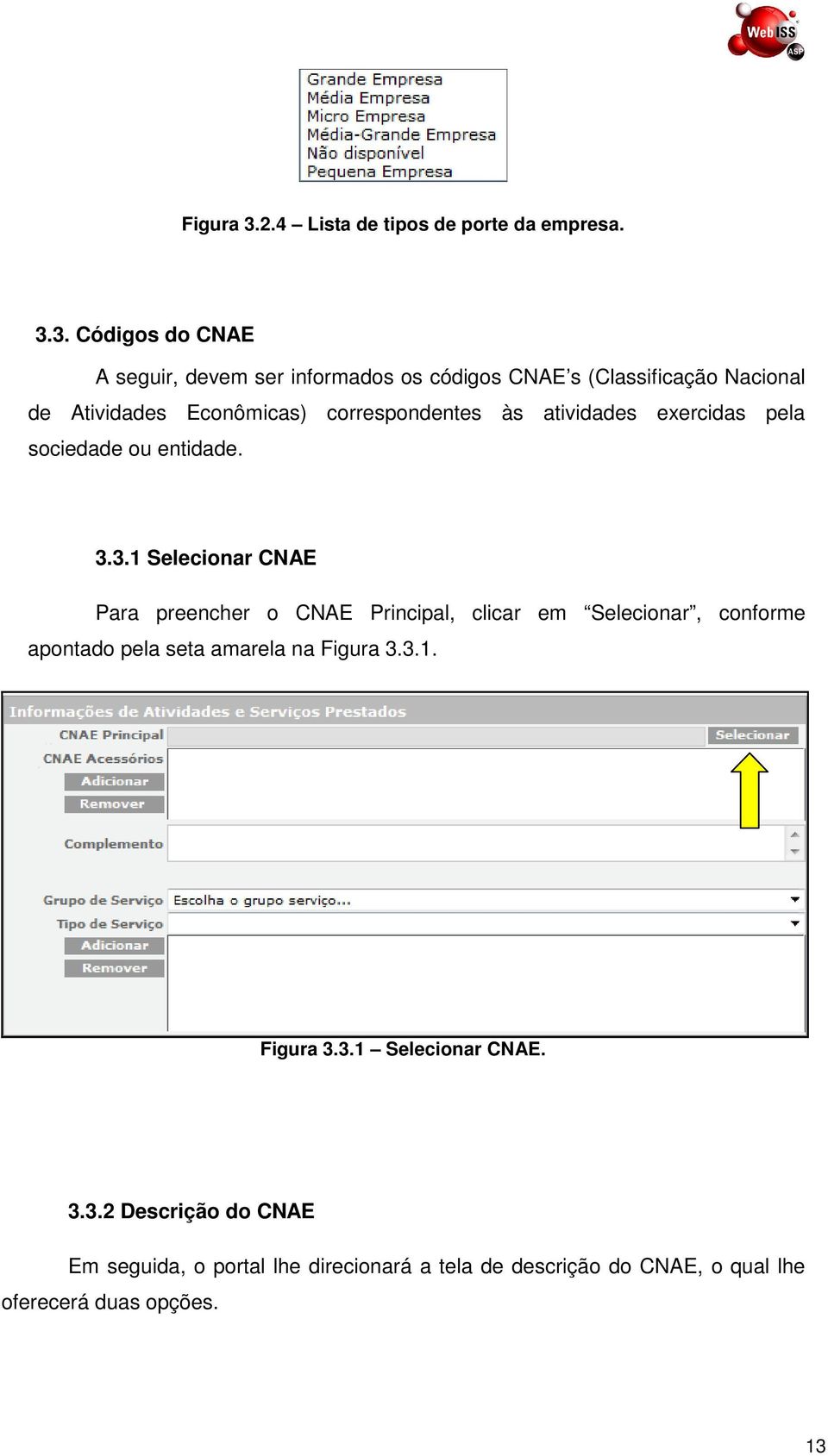 3. Códigos do CNAE A seguir, devem ser informados os códigos CNAE s (Classificação Nacional de Atividades Econômicas)