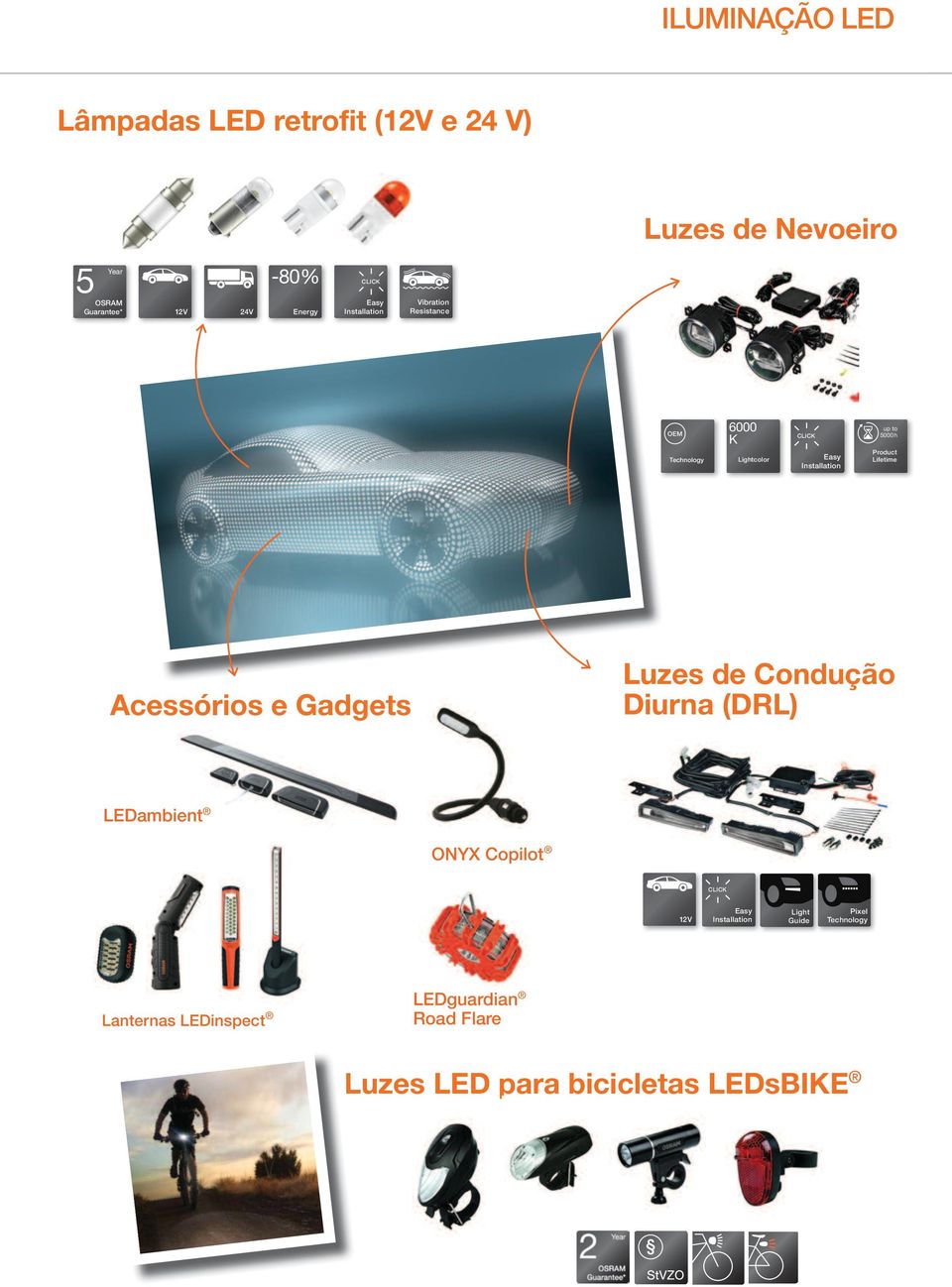to 5000h Product Lifetime Acessórios e Gadgets Luzes de Condução Diurna (DRL) LEDambient ONYX Copilot CLICK 12V