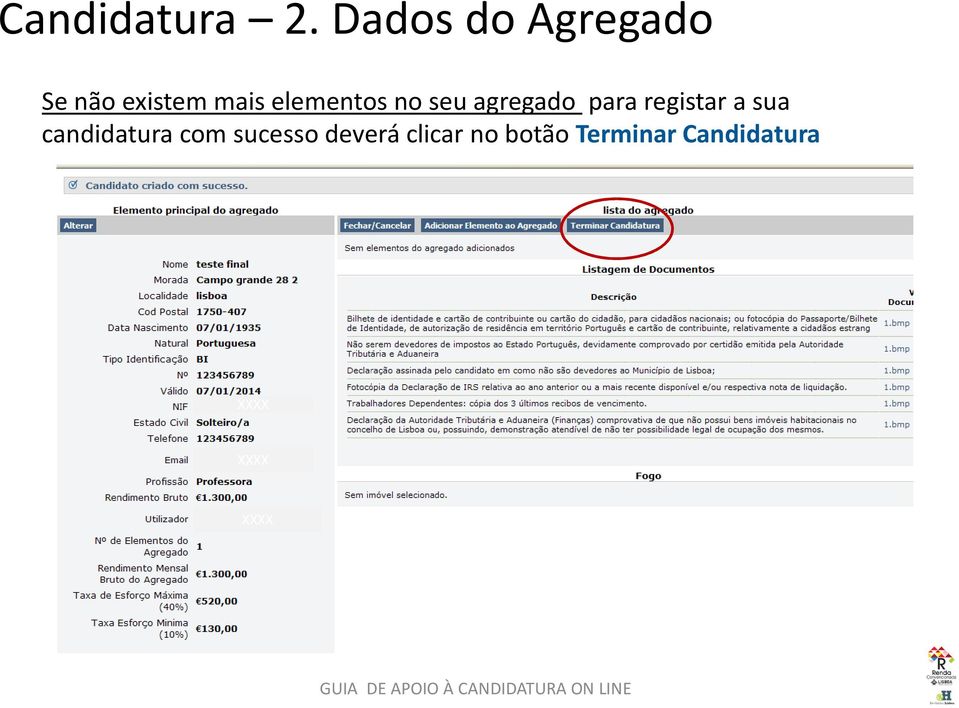 elementos no seu agregado para registar a