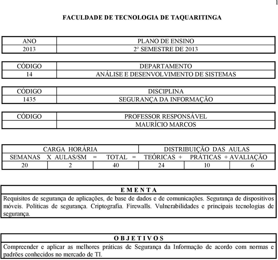 Requisitos de segurança de aplicações, de base de dados e de comunicações. Segurança de dispositivos móveis. Políticas de segurança. Criptografia. Firewalls.