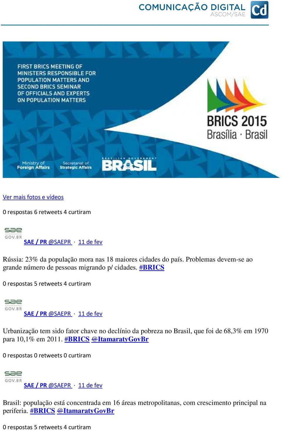 #BRICS 0 respostas 5 retweets 4 curtiram Urbanização tem sido fator chave no declínio da pobreza no Brasil, que foi de 68,3% em