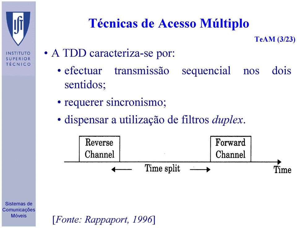 nos dois sentidos; requerer sincronismo; dispensar