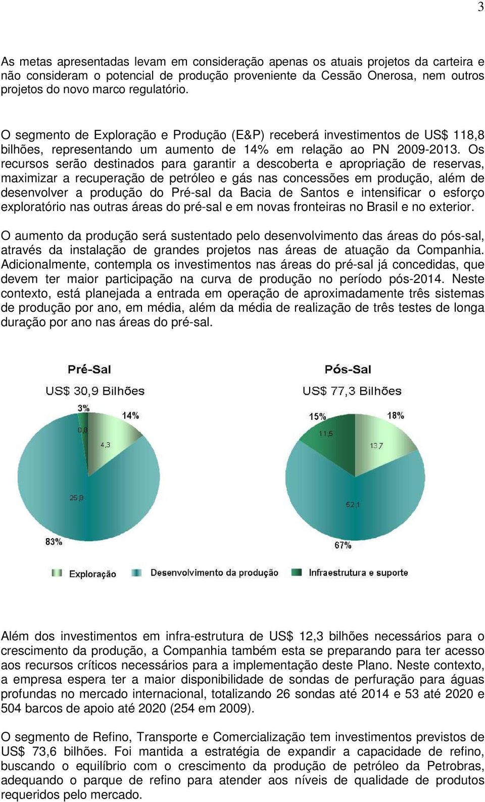 Os recursos serão destinados para garantir a descoberta e apropriação de reservas, maximizar a recuperação de petróleo e gás nas concessões em produção, além de desenvolver a produção do Pré-sal da