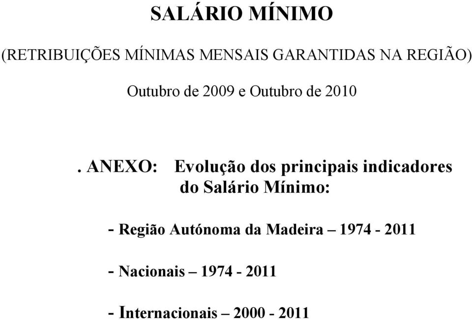 ANEXO: Evolução dos principais indicadores do Salário Mínimo: