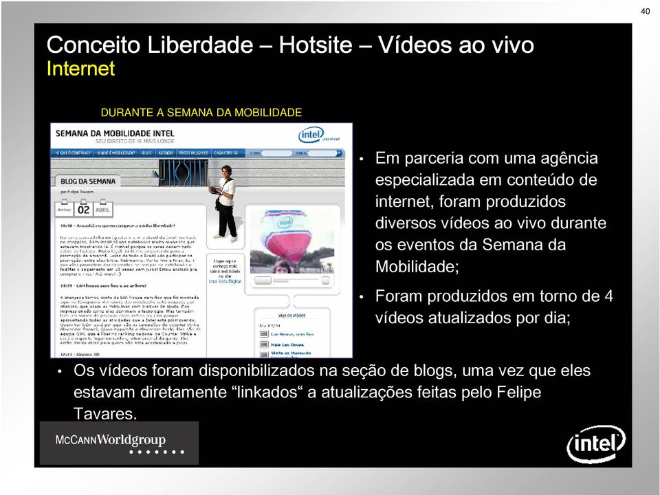 Semana da Mobilidade; Foram produzidos em torno de 4 vídeos atualizados por dia; Os vídeos foram