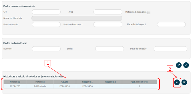 3.5 Excluir Dados de Transporte 1. Selecionar o contêiner; Figura 8 2.