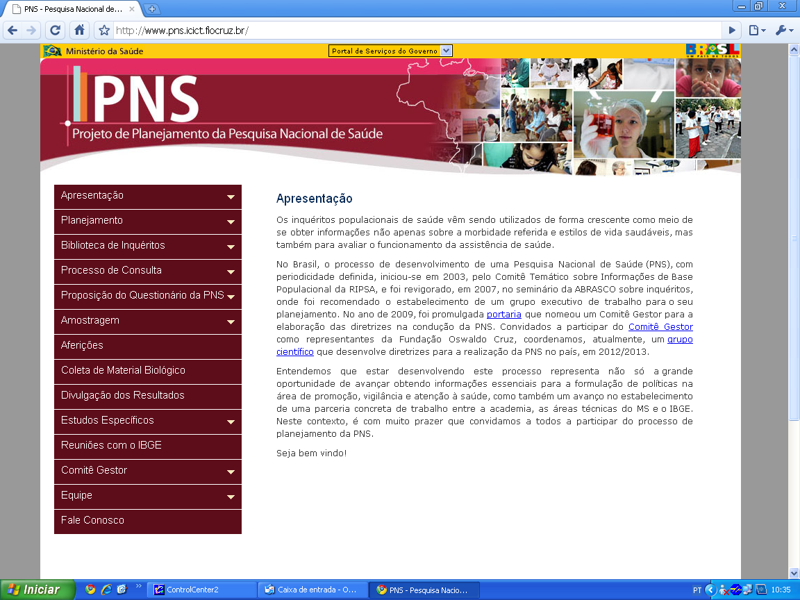 Pesquisa Nacional de Saúde PNS Planejamento 2012-2013