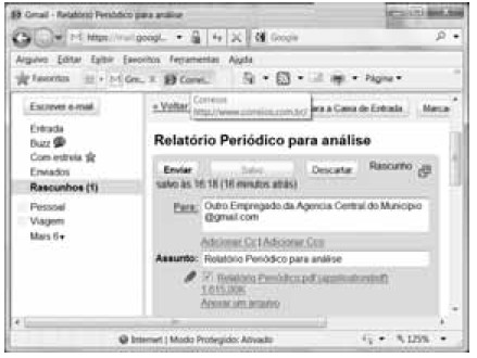 09- As informações do texto e da janela do IE8 são suficientes para se concluir corretamente que A a referida mensagem de correio eletrônico será enviada para mais de um destinatário.