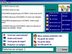 FIGURA 1 - Instantâneo de tela do Papo-Mania Como resultado, a interface gráfica do chat contém características facilitadoras da comunicação entre os usuários referidos.