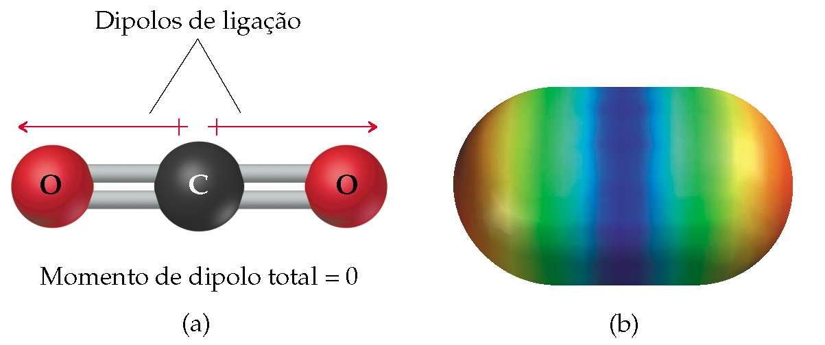 Os dipolos de ligação no CO 2 cancelam-se porque o CO 2 é linear,