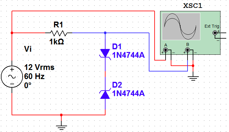 6 CONFORMAÇÃO DE SINAIS COM DIODOS 6.1 LIMITAÇÃO DE SINAL COM DIODO ZENER Implemene o circuio mosrado na Figura 13 e obenha o que se pede. O resisor R 1 é de 1 kω. Os diodos serão 1N4744.