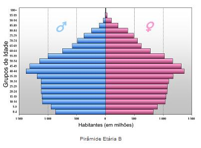 8. Observe as duas pirâmides etárias a seguir: A diferença entre as duas informações é que: a) a primeira é característica de países da Europa central, enquanto a segunda é predominante em países da