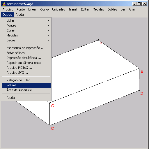 D - A carroceria do caminhão será representada pelo paralelepípedo: E - Para o cálculo do Volume clicar no menu outros,