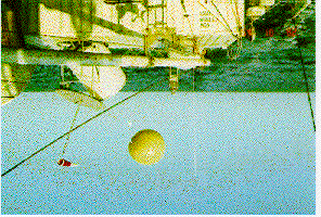 ( a ) ( b ) Figura 3 - ( a ) Sistema de radiossondagens PC-CORA da Vaisala e ( b ) balão com sonda no início de uma sondagem.