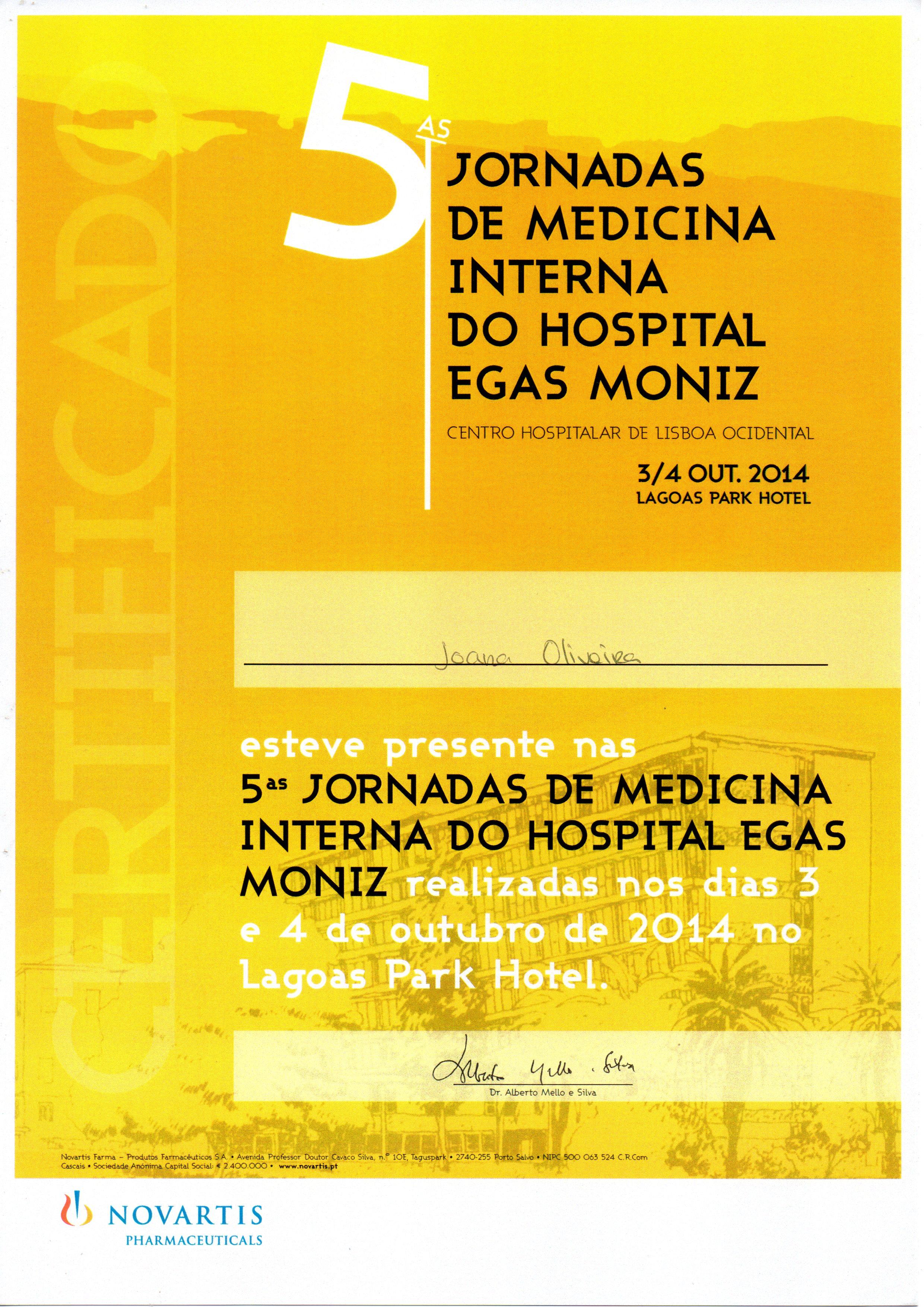Relatório Final Junho de 2015 Anexo I 5ªs Jornadas de Medicina Interna