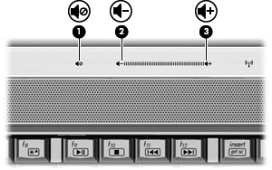 Ajustar o volume Pode ajustar o volume com os seguintes controlos: Botões de volume do computador (somente em alguns modelos): Para desactivar ou restaurar o som, prima o botão para desactivar o som
