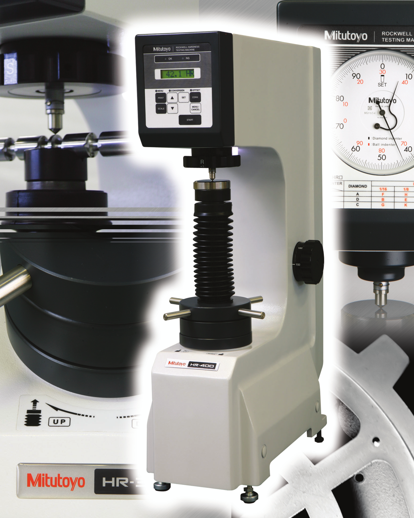 Equipamentos para Ensaios de Dureza DURÔMETROS ROCKWELL Séries HR-100 / 200 / 300 / 400 Catálogo Nº FP-201-963 Uma linha completa com cinco modelos econômicos para ensaios em diferentes tipos de