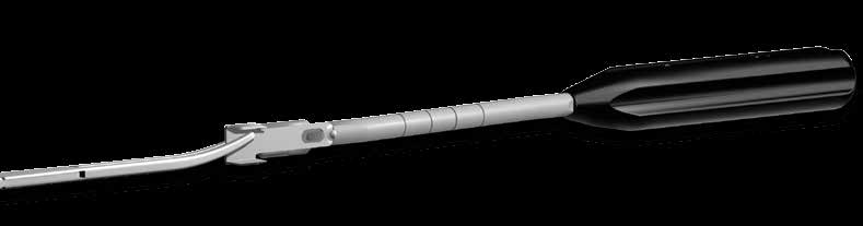 GUIA DE CORTE PARA ENXERTO DE TENDÃO QUADRICIPITAL Coloque a lâmina de tamanho desejado no cabo usando uma pinça, de modo semelhante a uma lâmina de bisturi.