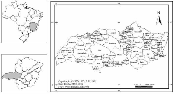 Figura 1: DATALUTA Minas Gerais - Divisão Mesorregional Fonte: IBGE (1990).