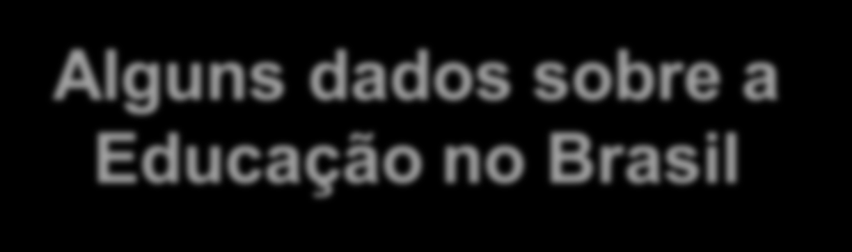 Alguns dados sobre a Educação no Brasil Introdução de uma cultura de avaliação no Brasil, com o SAEB, o Prova Brasil, o ENEM, a participação no PISA e o IDEB.