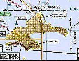 3 Derrame de óleo no Golfo de Mexico Um mapa da Guarda Costeira Americana mostra a mancha de óleo no dia 26 de abril 2010, ou seja seis dias depois da explosâo da plataforma de petróleo, alcançava