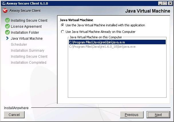 9 de 24 Utilizar a versão da Java Virtual Machine instalada com a aplicação,