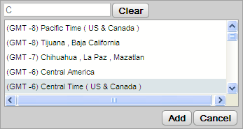 Configuração: Mini-aplicativo de relógio mundial Neste modo de exibição, cada fuso horário é indicado como uma banda que indica o horário atual e os horários diurnos.