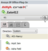 Você pode usar a tela principal Plug-in do Avaya IP Office para efetuar as seguintes tarefas: Visualizar presença do usuário: Para visualizar a presença telefônica do usuário, passe o cursor do mouse