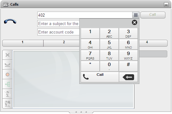 3.4.2... usar o Teclado de discagem Você pode obter acesso a um teclado de discagem numérico como parte do 1. Para usar o dispositivo de Chamadas, clique no ícone mini-aplicativo de chamadas.