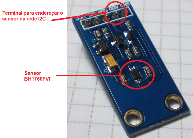 Terminal de endereçamento na rede I2C Teste do sensor Para testar este sensor, primeiramente faça