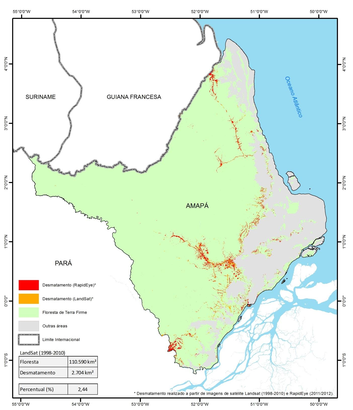 Aprimoramento do Monitoramento de desmatamento RapidEye (2011/2012): 1705 km 2