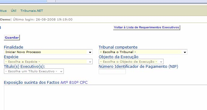 3.º Passo Caracterizar o requerimento Para caracterizar o requerimento deve escolher a finalidade, declarando se pretende: Iniciar Novo Processo ; Apensar a Processo Existente ou Cumular a Processo