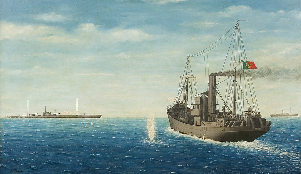 Figura 12 Combate do Augusto de Castilho com o U-139. Quadro de F. Namura.