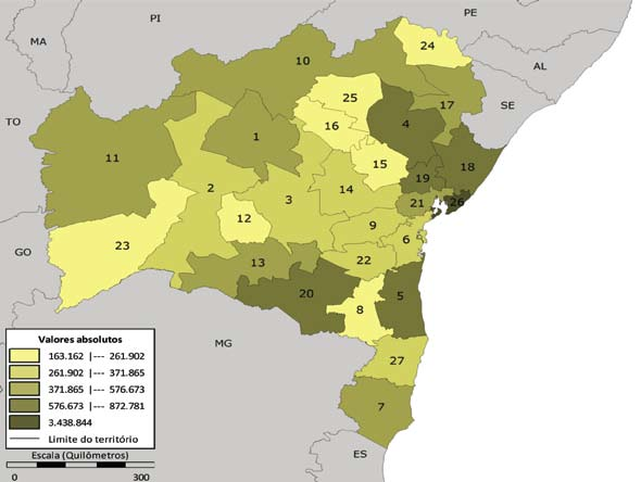 Mapa 1 População residente Bahia 2010 Fonte: IBGE.