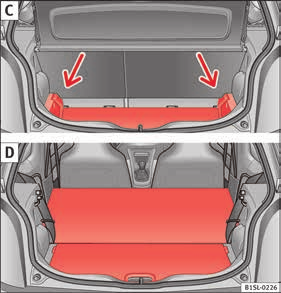 Utilização Piso variável da bagageira Caso seja necessário, rebata para a frente os encostos do banco traseiro Página 126. Fig. 134 A: abrir o piso variável do porta-bagagens.