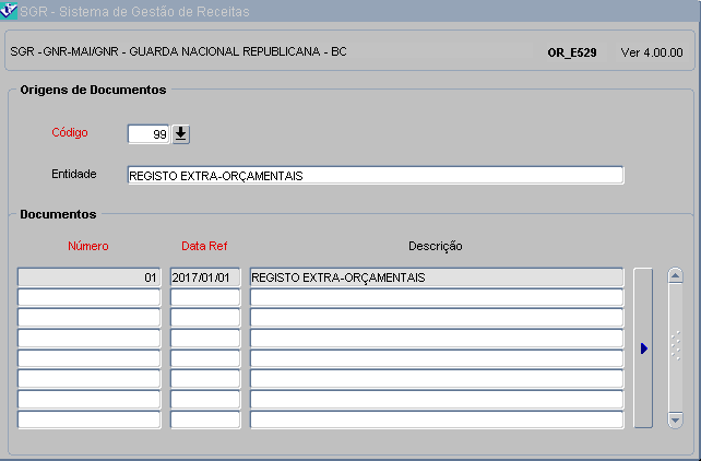 9 Figura 3: Ecrã «Contabilização \ Documentos de Suporte aos Lançamentos \ Entidades Origem».