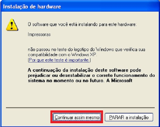 Na tela que aparecer em seguida, basta clicar em Con nuar assim mesmo, e ele terminara o