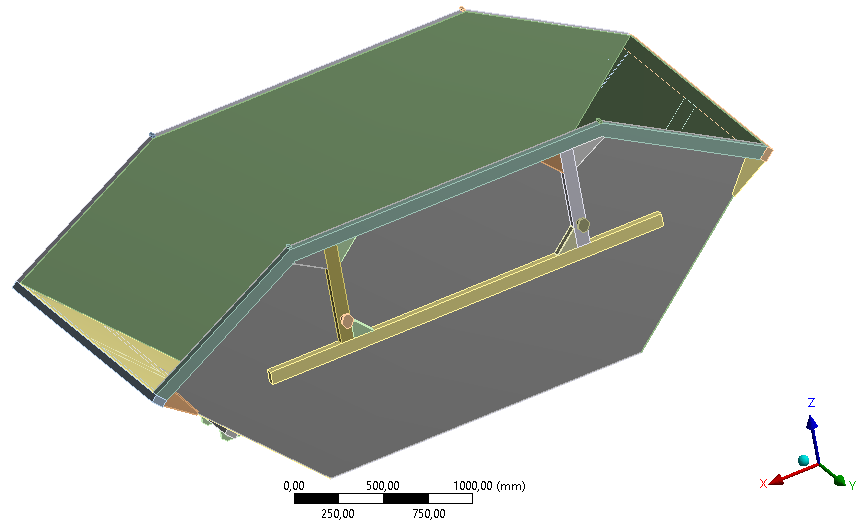 Otimização e Análise Estrutural por Elementos Finitos de uma Caçamba de Entulhos 3.4 Modelamento em elementos finitos Com o auxílio do ANSYS Workbench versão 16.