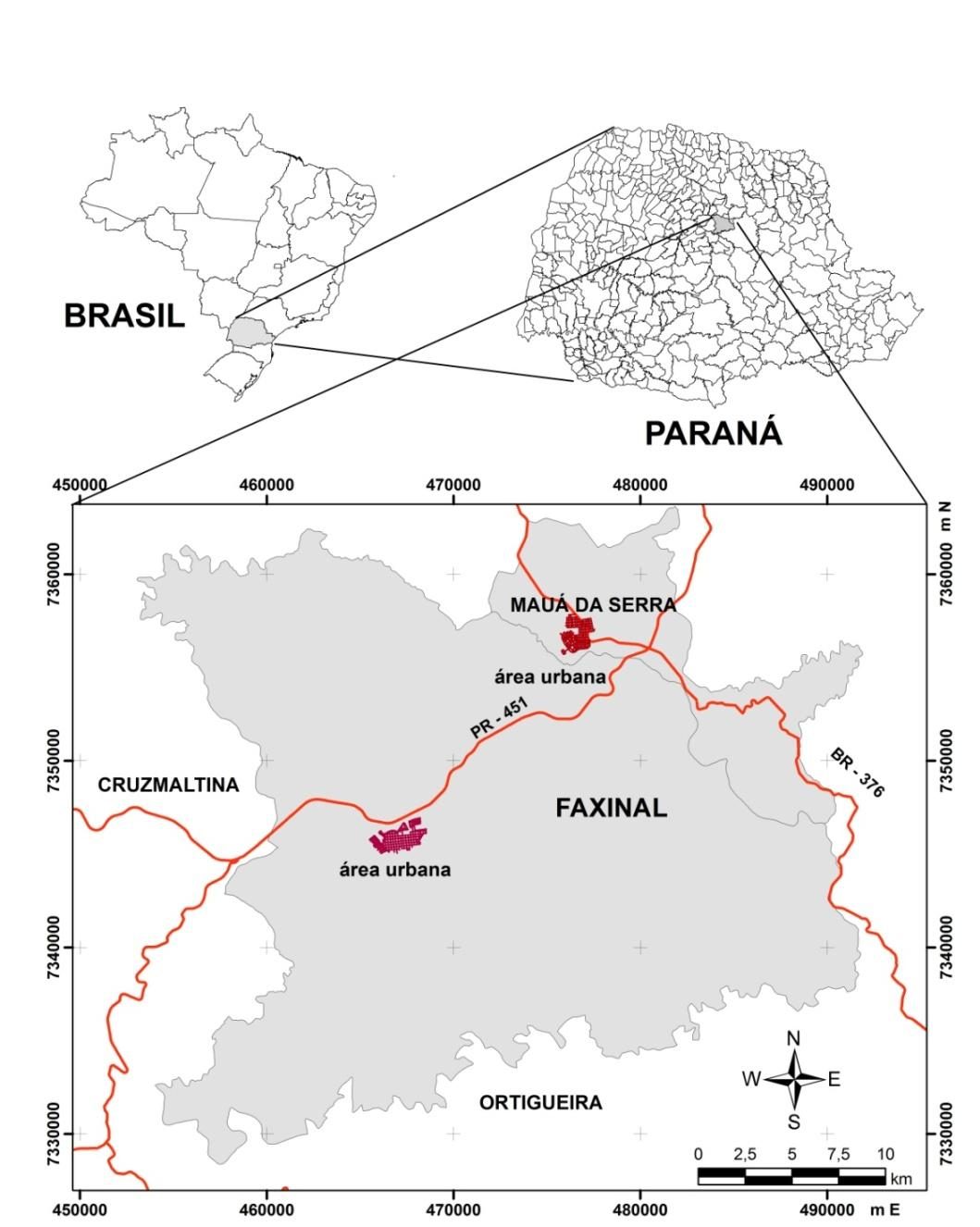 FIGURA 1 Localização dos municípios de Faxinal e de Mauá da Serra.