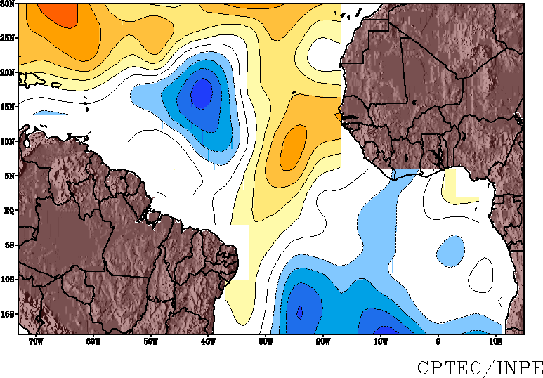 Tropical Previsão de Anomalia de TSM do NCEP Último