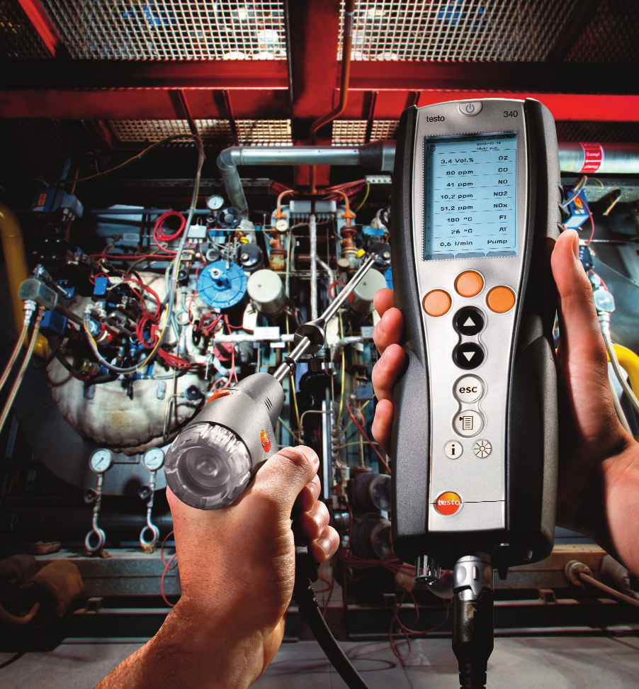 testo 340 Analisador de gases de combustão com 4 sensores para medição de