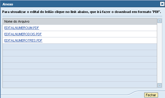 III. Anexos Será exibida uma janela com uma lista de anexos.