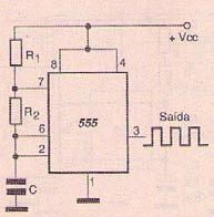 CONFIGURAÇÕES O circuito integrado 555 pode ser empregado em duas configurações básicas, astável e monoestável. Estudaremos apenas a astável em nosso curso.