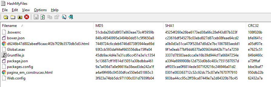 E Hash dos Executáveis Após a