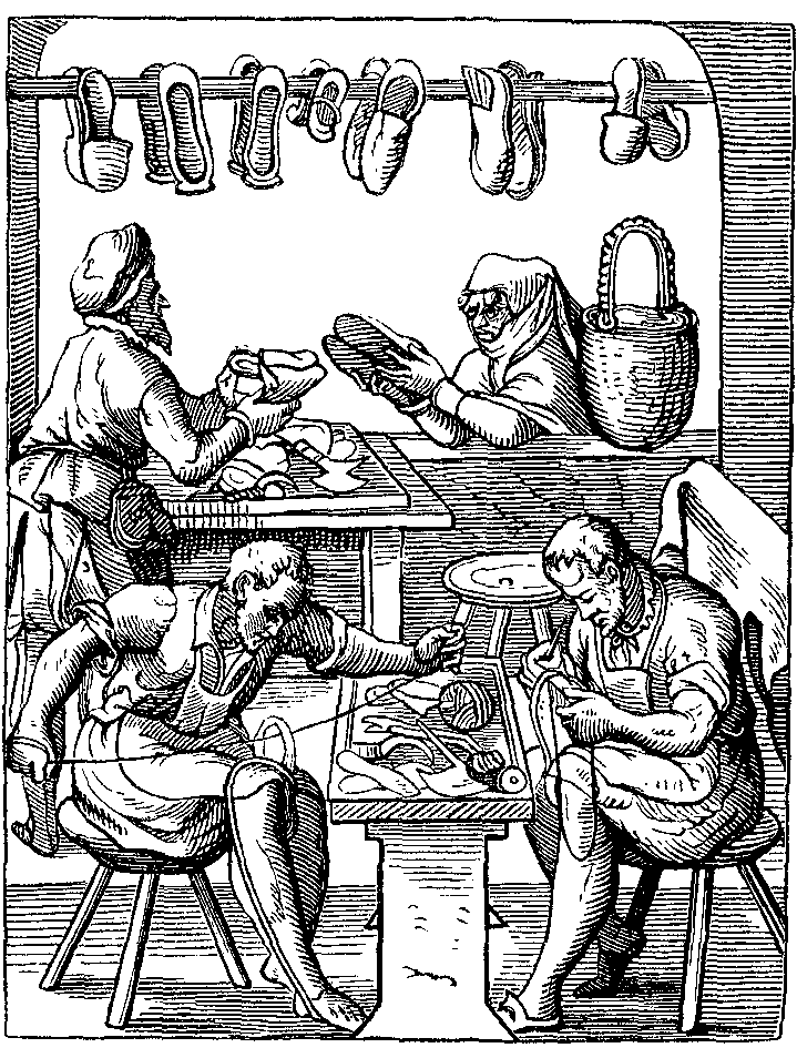 Oficina medieval de sapatos No contexto do Renascimento