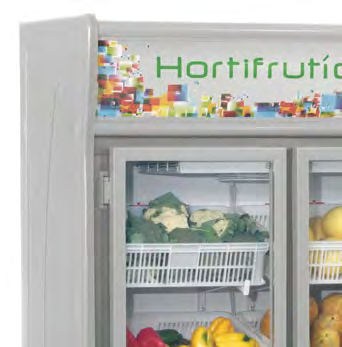 Expositor Vertical Refrigerado Hortifrutícola 4 Níveis de cestos reguláveis e inclinados GEHF GEHF-2PVL