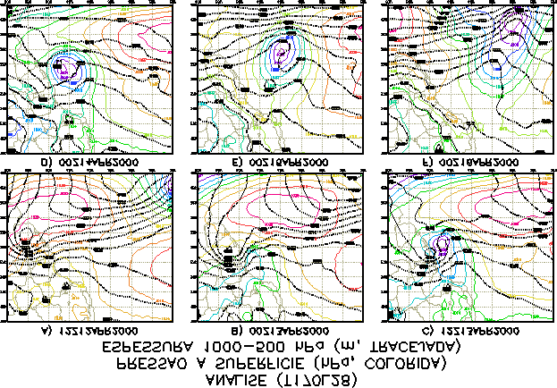 Figura 2 Pressão à superfície e Espessura de 1000 a 500 hpa observadas.