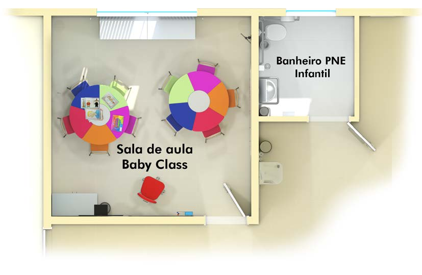 Planta Baixa humanizada 2 O banheiro adaptado disponibilizado ao lado da sala é uma